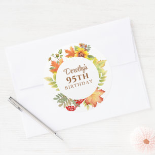 Eleganter Herbstblumen-95. Geburtstag Runder Aufkleber
