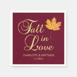 Eleganter Herbstfall in Liebe Burgund Hochzeit Serviette