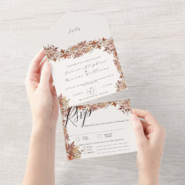 Eleganter Herbstfloral Alles in einer Hochzeit All In One Einladung
