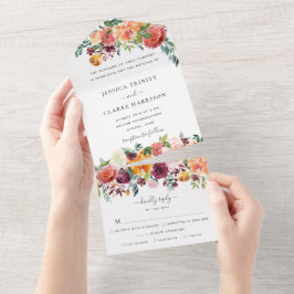 Eleganter Herbstfloral Alles in einer Hochzeit All In One Einladung