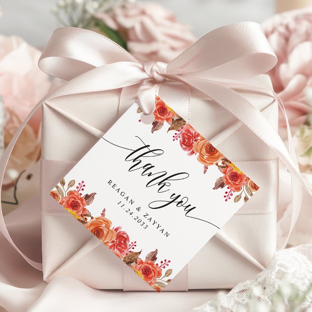 Eleganter Herbstfloral Vielen Dank für Ihre Hochze Geschenkanhänger (Von Creator hochgeladen)