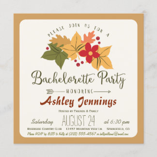 Eleganter Herbstlaub & Berries Junggeselinnen-Absc Einladung