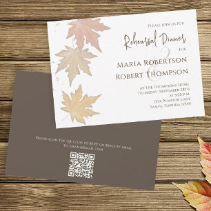 Eleganter Herbstleaves Fall Greenery QR Code Einladung