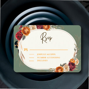 Eleganter herbstlicher orangefarbener Salbei-Blume RSVP Karte