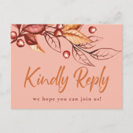 Eleganter Herbstton Terracotta Wedding RSVP Postkarte