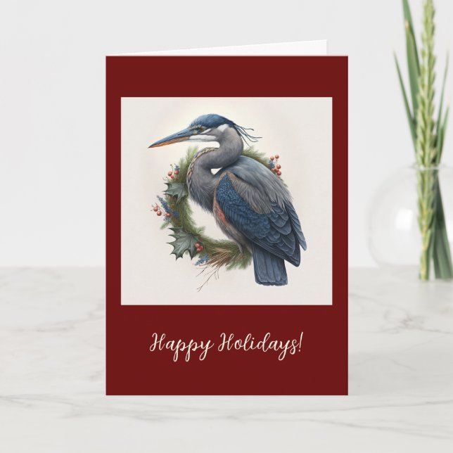 Eleganter Heron Folded Holiday / Weihnachtskarte Dankeskarte (Vorderseite)