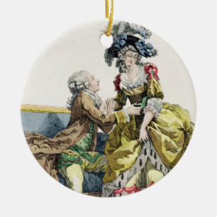 Eleganter Herr, der zu einer Dame in einem 'Margue Keramikornament