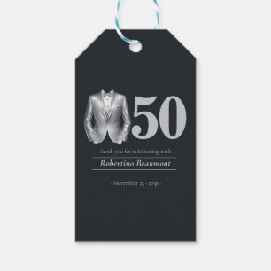Eleganter Herren-Smoking Silber Schwarz 50. Geburt Geschenkanhänger