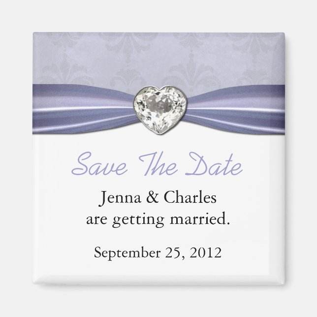 Eleganter Herz Diamond speichern Sie das Date Magn Magnet (Vorne)