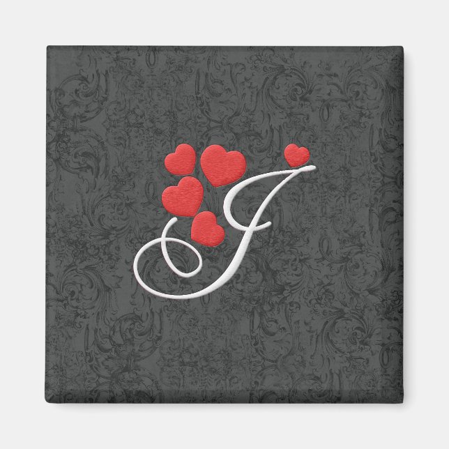 Eleganter Herzbrief J Magnet (Vorne)