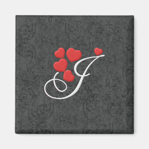 Eleganter Herzbuchstabe J Magnet