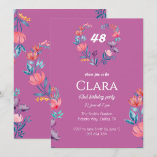 Eleganter, herzförmiger Blumengeburtstag Einladung