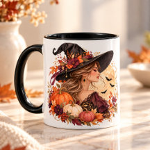 Eleganter Hexen-Halloween-Becher | Herbstmond, Kür