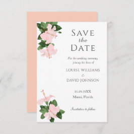 Eleganter Hibiskus Save the Date Hochzeitskarte
