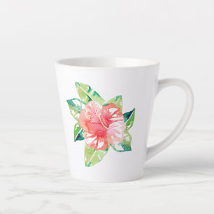 Eleganter Hibiskus Wasserfarben Tropische Blüte Milchtasse
