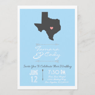 Eleganter Himmel-Blau-Texas-Staats-Wedding Einladung