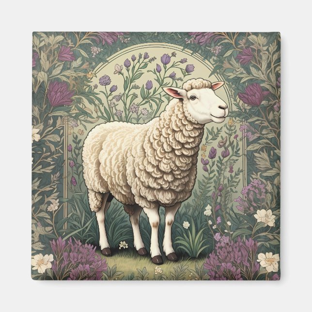 Eleganter Hintergrund der Schaflavendel Magnet (Vorne)