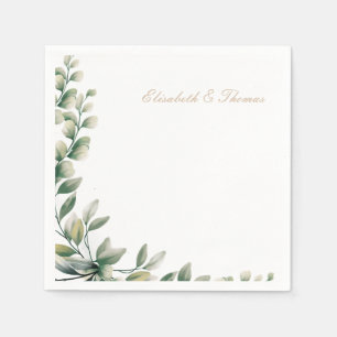 Eleganter Hintergrund Eukalyptus Blätter Hochzeit Serviette