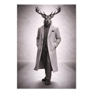Eleganter Hirsch im maßgeschneiderten Mantelporträ Fotodruck