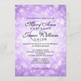 Eleganter Hochzeits-Winter-Märchenland-Schein lila Einladung