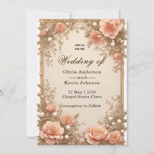 Eleganter Hochzeitsflora-Rahmen mit zarten rosa Bl Einladung