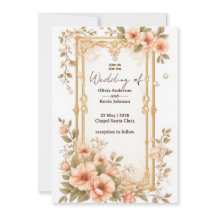 Eleganter Hochzeitsgoldrahmen mit zarten rosa Blum