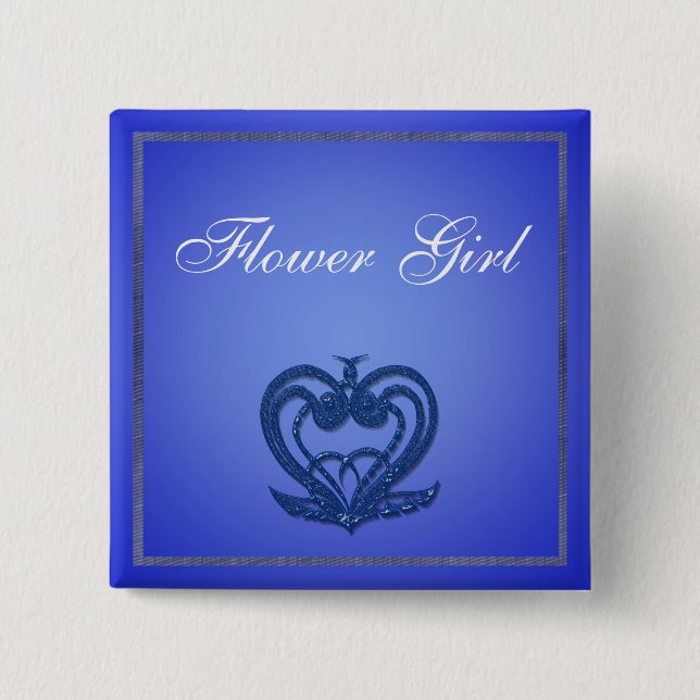 Eleganter Hochzeitsknopf. Blume Mädchen, Trauzeuge Button (Vorderseite)