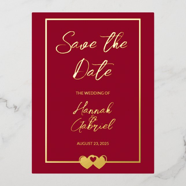 Eleganter Hochzeitspaziergang Save the Date Postka Folie Einladungspostkarte (Vorderseite)