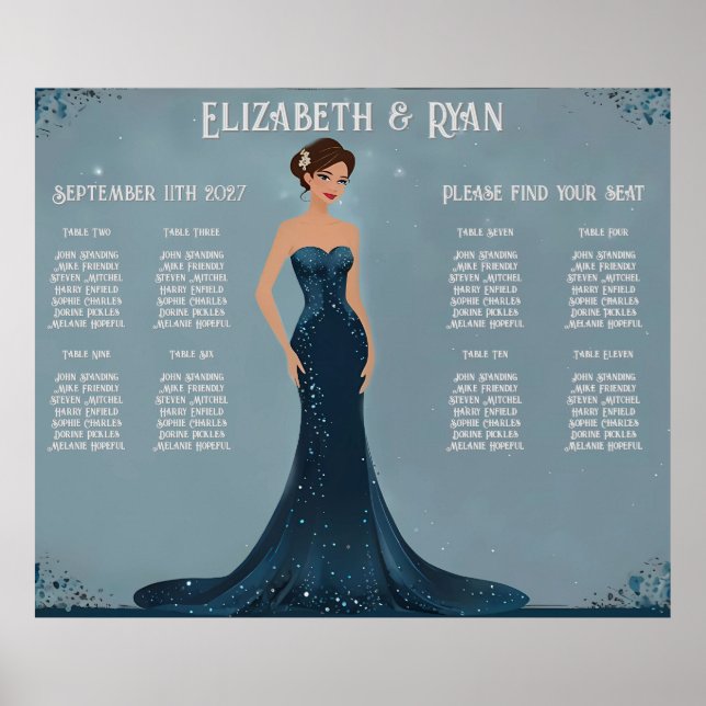 Eleganter Hochzeitsplan Poster (Vorne)