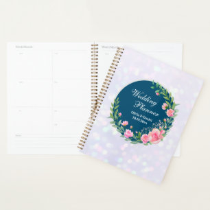 Eleganter Hochzeitsplaner Rosa Blume Planer