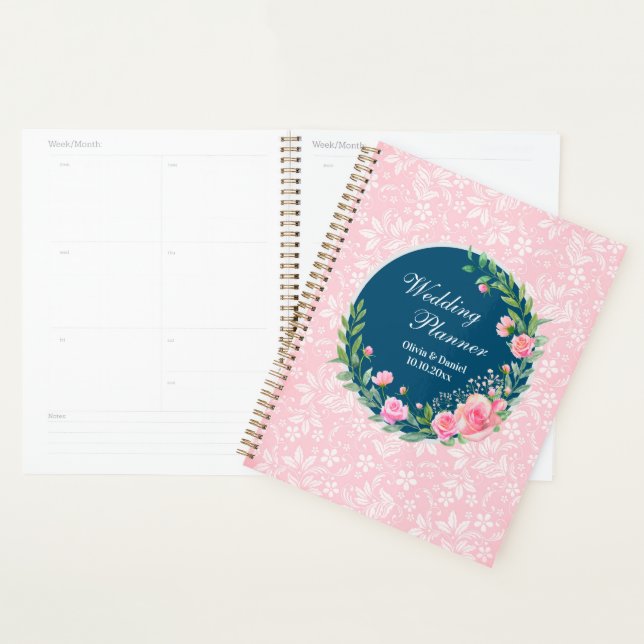 Eleganter Hochzeitsplaner Rosa Blume Planer (Anzeige)
