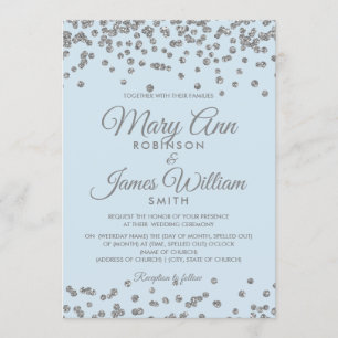 Eleganter Hochzeitssilber Glitzer Confetti Ice Einladung