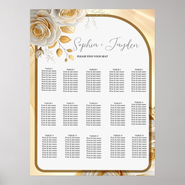 Eleganter Hochzeitssitzplan Poster (Vorne)