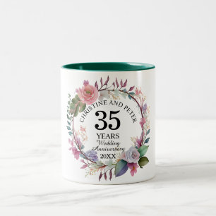 Eleganter Hochzeitstag (35) Floral Jubiläum Zweifarbige Tasse