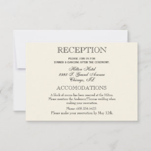 Eleganter Hochzeitstag Empfang Einfach traditionel RSVP Karte