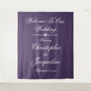 Eleganter Hochzeitstag Individuelle Name Lila Hint Wandteppich