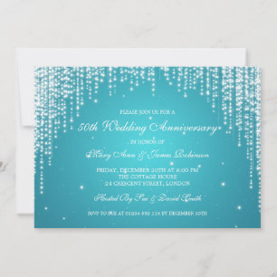 Eleganter Hochzeitstag Nacht Dazzle Türkis Einladung