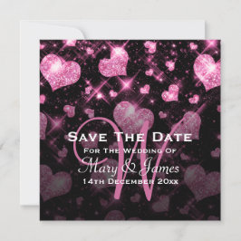 Eleganter Hochzeitstag-Save the Date Glitzer Herzr Save The Date