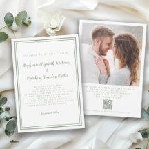 Eleganter Hochzeitstil QR Foto Classic Sage Green