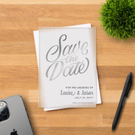 Eleganter Hochzeitstil Save the Date Silbertext Ma Acryleinladungen