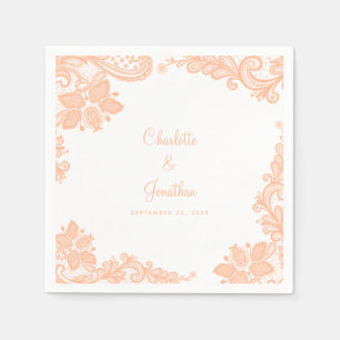 Eleganter Hochzeitstil Verlobung Bride Groom Peach Serviette