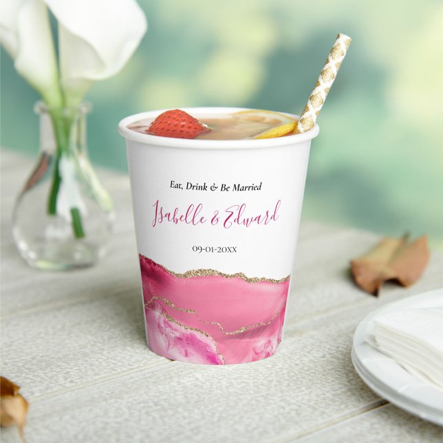 Eleganter Hochzeitstisch Empfang Décor Pink & Gold Pappbecher (Von Creator hochgeladen)