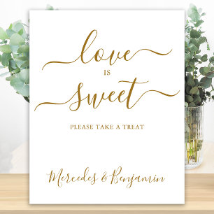 Eleganter Hochzeitstisch Liebe Sweet Gold Personal Poster