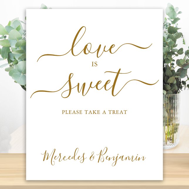 Eleganter Hochzeitstisch Liebe Sweet Gold Personal Poster (Von Creator hochgeladen)