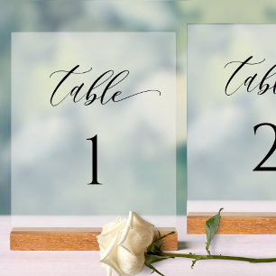 Eleganter Hochzeitstischnummern-Halter im Frosted  Acrylschild
