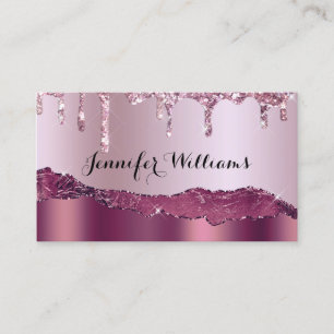 Eleganter holografischer Glitter-Tropfen-Achat-Mar Visitenkarte