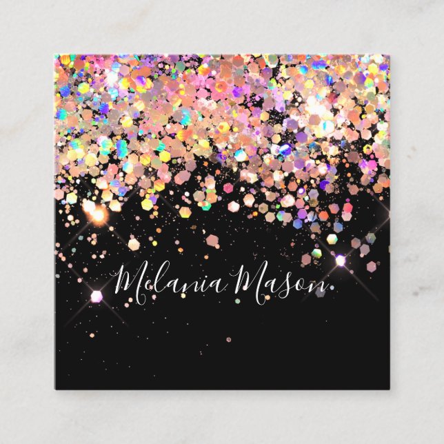 Eleganter holografischer Glitzer Makeup Artist Bla Quadratische Visitenkarte (Vorderseite)