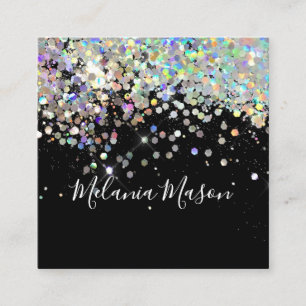Eleganter holografischer Glitzer Makeup Artist Bla Quadratische Visitenkarte