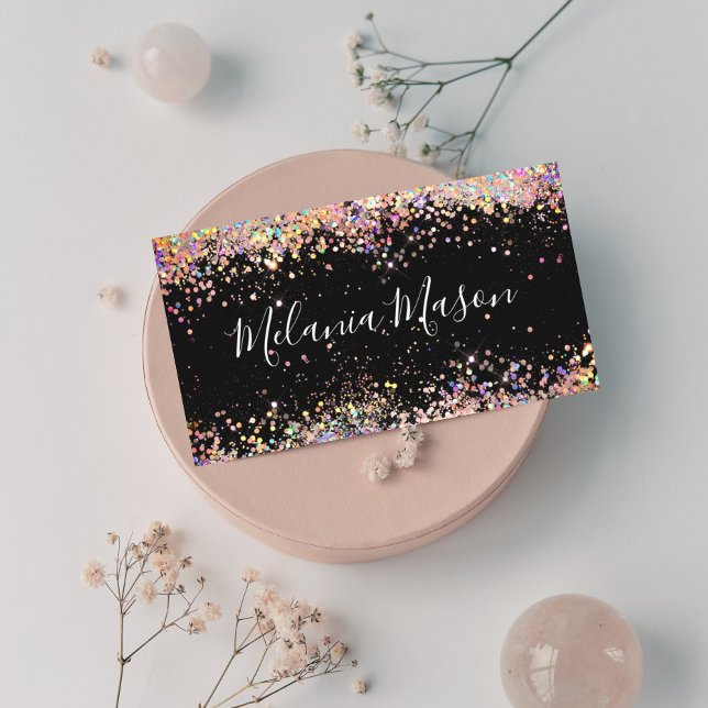 Eleganter holografischer Glitzer Makeup Artist Bla Visitenkarte (Von Creator hochgeladen)