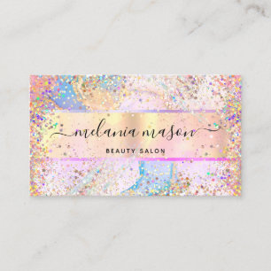 Eleganter holografischer Pastell-Konfetti-Glitter- Visitenkarte